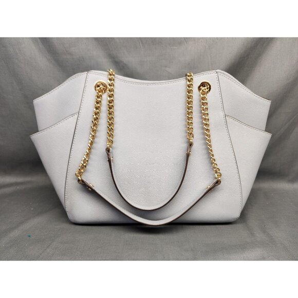 Michael Kors Jet Set Travel Tote Chain Shoulder Leather Blue Pre-Owned! - Picture 5 of 12